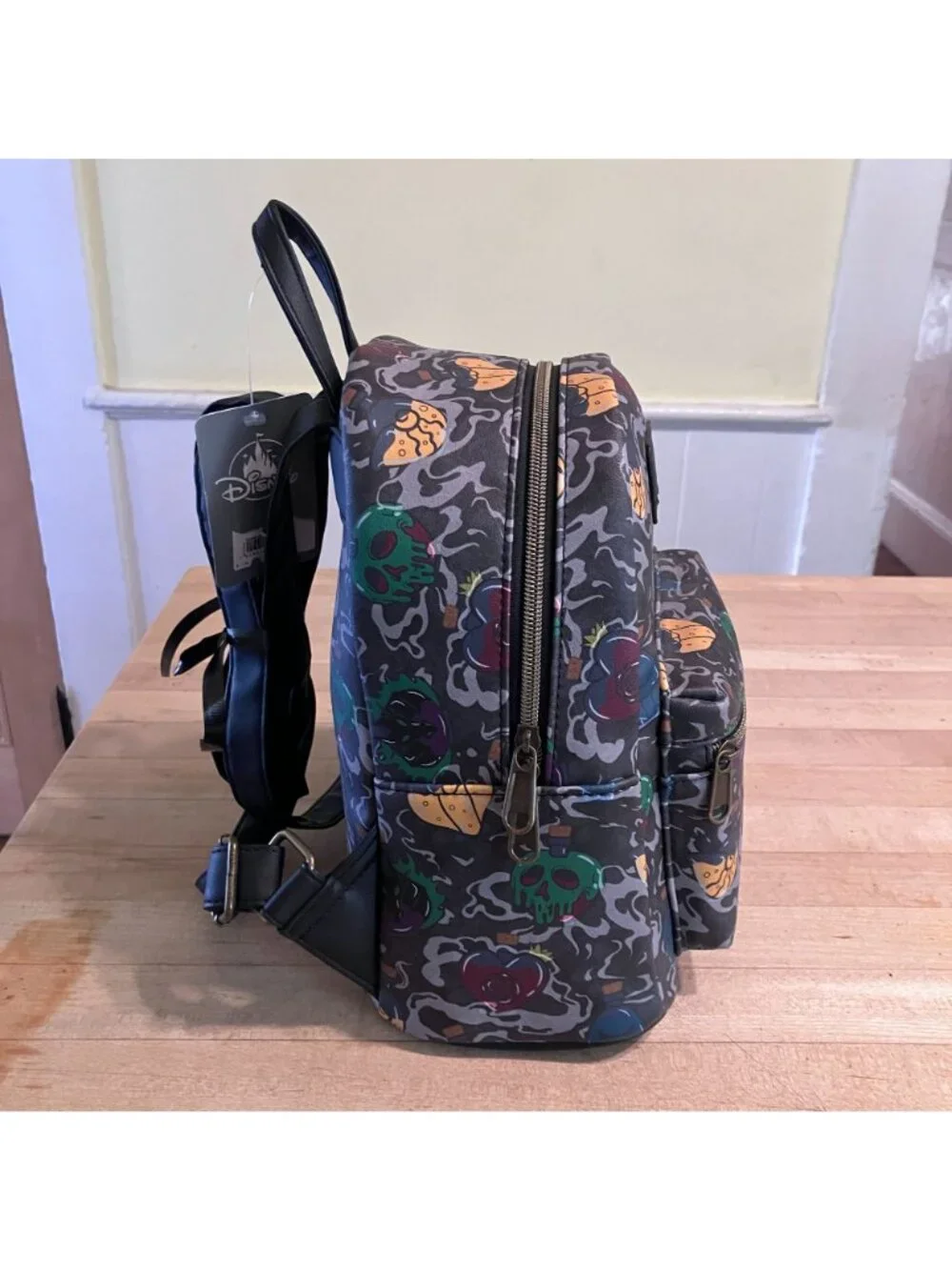 Disney x Loungefly Womens Villains Icons Apples Smoke Mini Backpack Black FA NWT